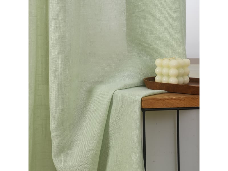  Rideau ajustable 140 x 270 cm + 8 anneaux pinces effet lin evasion menthe CP-EVASION-MENTHE - Conforama D