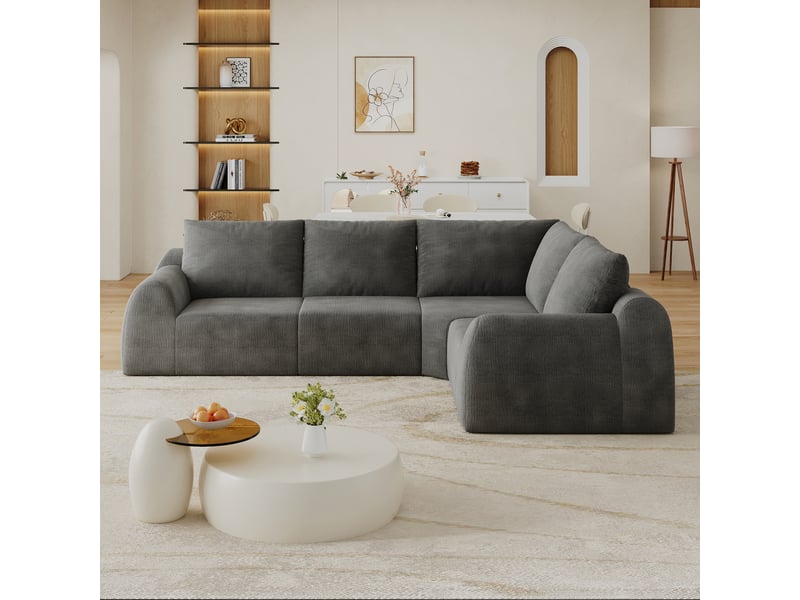  Canapé de salon, canapé pour séjour, gris foncé, sans montage, format compressé, 267 cm, pour salon, appartement, chambre  - Conforama W