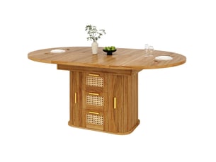 Table à manger extensible 118x118x77.1 cm avec rangement en mdf coloris chêne