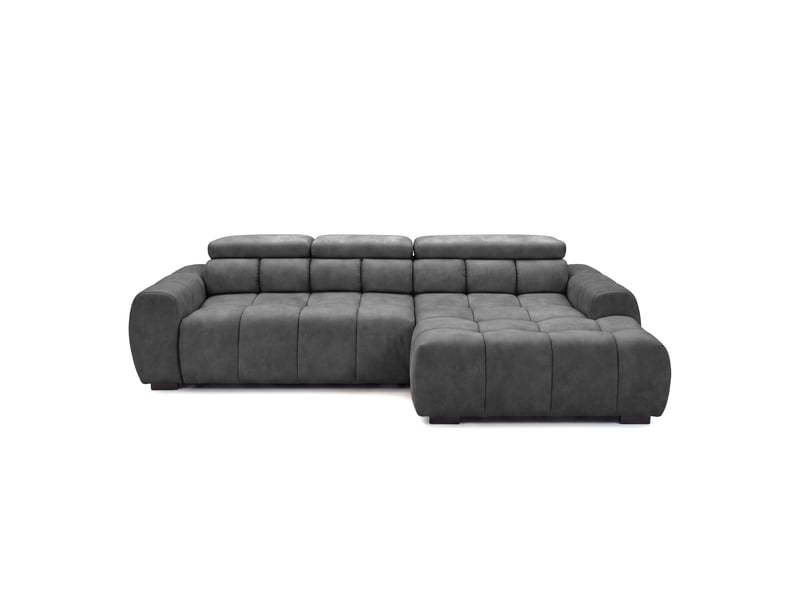  Canapé d'angle aldo avec fonction couchage, côté droit, tissu salvador wr, graphite (15)  - Conforama C