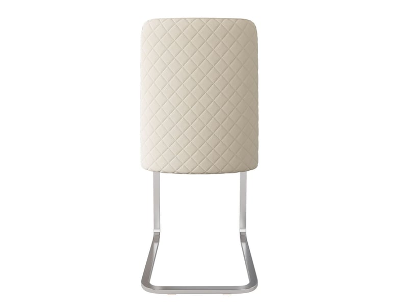  Chaise de salle à manger lot de 6, velours beige, dossier diamant ergonomique, métal argenté, soutien lombaire  - Conforama D