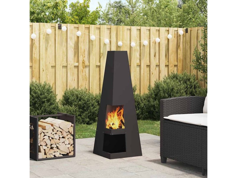  Brasero exterieur, foyer camping noir 35x35x100 cm acier patiné  - Conforama B