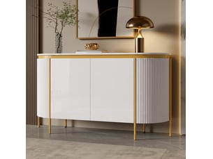 Buffet 4 porte(s)  0 tiroir(s) <strong>HAVRYA</strong> <strong></strong> - 140 cm coloris blanc 