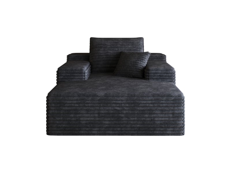  Canapé modulable velours côtelé noir 115x159 cm - chaise-longue - assise profonde - sans montage - salonchambre  - Conforama A