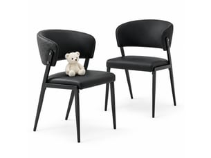 Chaise rembourrée à dossier ergonomique en pu et métal noir