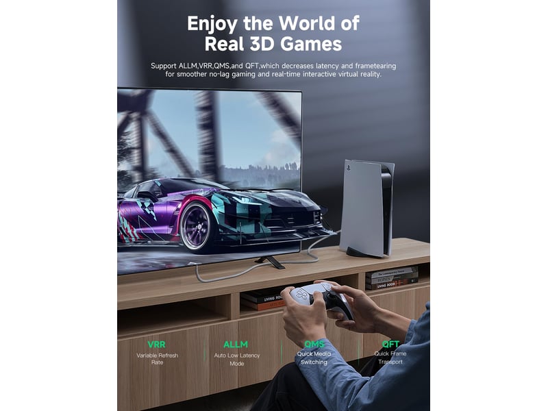Câble hdmi 3 m – pour netflix, roku tv, pc, moniteur, projecteur, ps5 et xbox - Conforama D