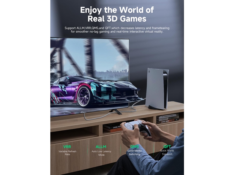  Câble hdmi 3 m – pour netflix, roku tv, pc, moniteur, projecteur, ps5 et xbox  - Conforama D
