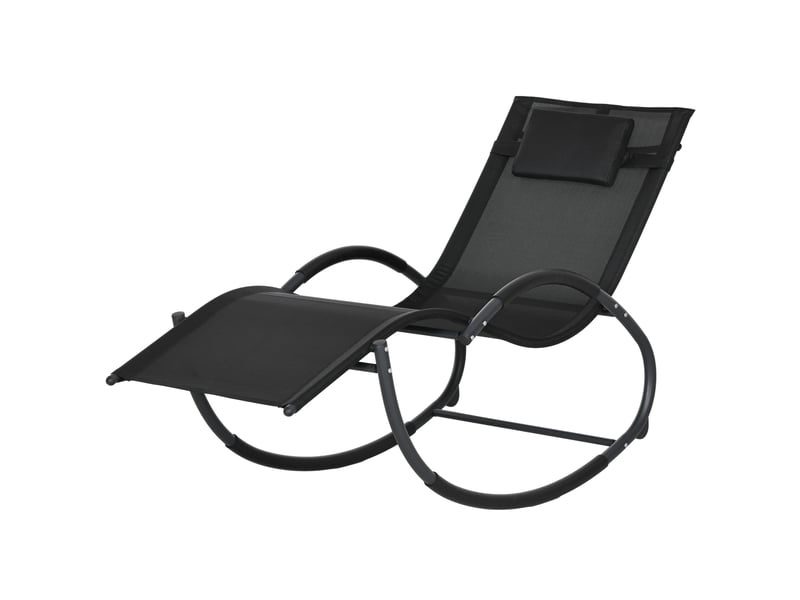  Chaise de jardin, chaise longue à bascule, métal, 61x155x88cm, noir  - Conforama A