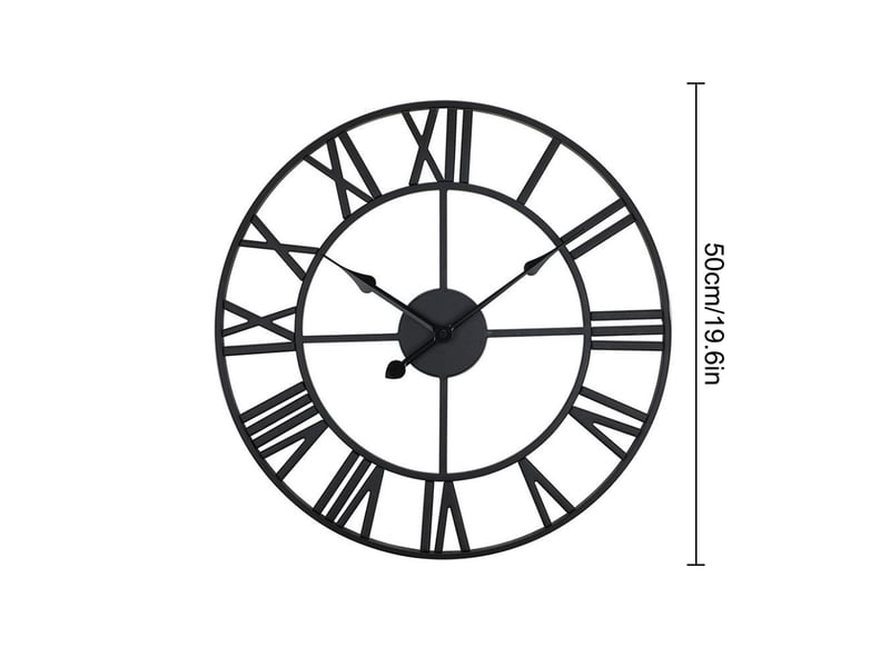  Horloge murale rétro 40 x 40 cm en fer noir avec chiffres romains mouvement quartz silencieux chicfurn  - Conforama C