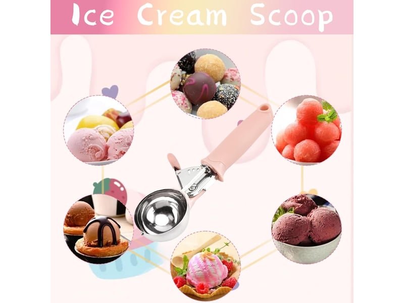 Cuillère à glace professionnelle,1 pièce,cuillère à glace en acier inoxydable,cuillère à glace avec déclencheur,idéal pour la crème glacée  - Conforama D