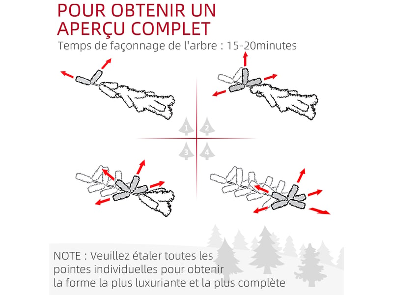  Sapin de noël artificiel 305 branches avec pied croix acier amovible vert ø 85 x 120h cm  - Conforama R