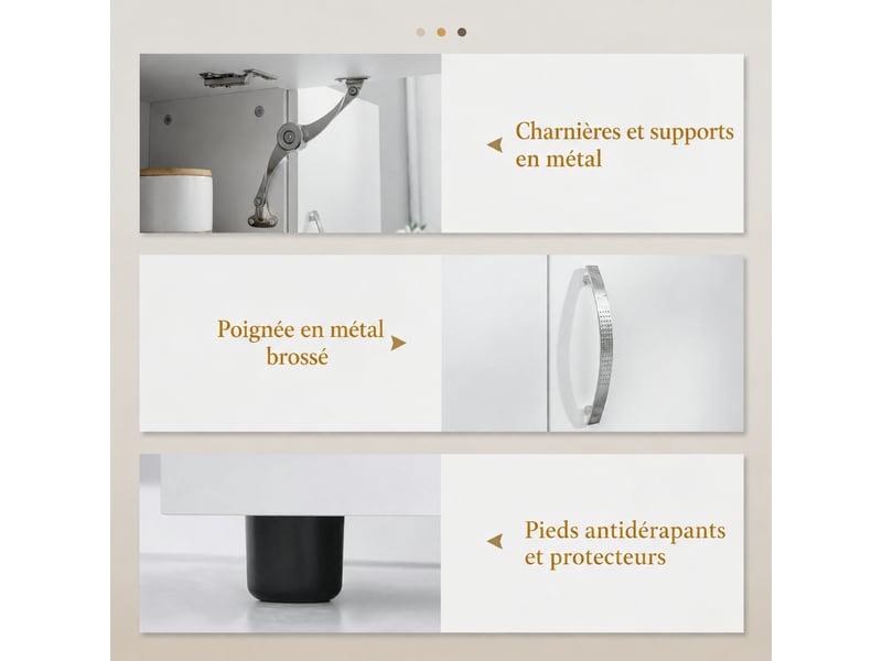  Meuble de cuisine muvano blanc, trois tiroirs et placards, armoire de cuisine hauteur 168 cm  - Conforama R