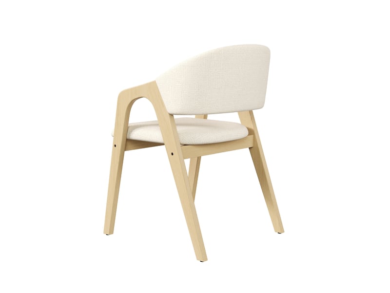  Lot de 2 chaises de salle à manger avec accoudoirs en bois d'hévéa et lin, beige  - Conforama A
