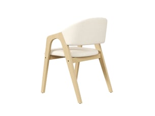 Lot de 2 chaises de salle à manger avec accoudoirs en bois d'hévéa et lin, beige