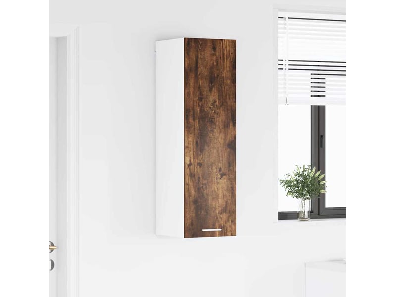  Meuble de rangement cuisine, armoire suspendue chêne fumé 30x31x100cm bois d'ingénierie  - Conforama D