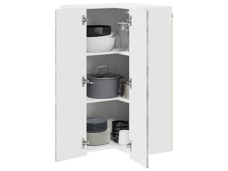 Meuble mural de cuisine, armoire d'angle cuisine lucca gris béton 57x57x100cm - Conforama C