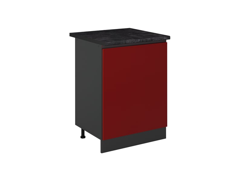  Vicco meuble bas de cuisine, rougeanthracite, 60cm avec 1 porte plan de travail anthracite  - Conforama A