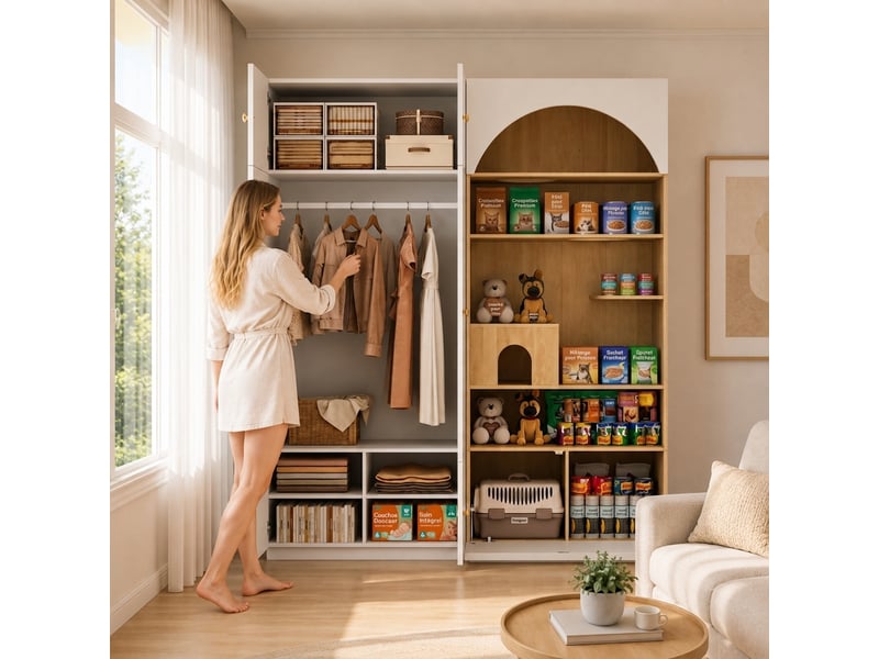  Armoire multifonction 3 en 1 ensemble vestiaire avec penderie et mur d'escalade  270x50x200cm blancbois  - Conforama D
