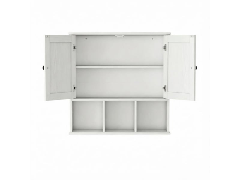 Meuble mural salle de bain, 2 portes, étagère réglable, niches ouvertes, rangement gain de place - Conforama A
