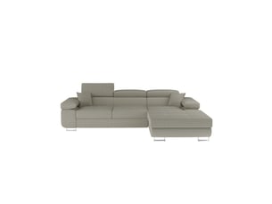 Canapé d'angle convertible amanda beige foncé velours côtelé avec coffre