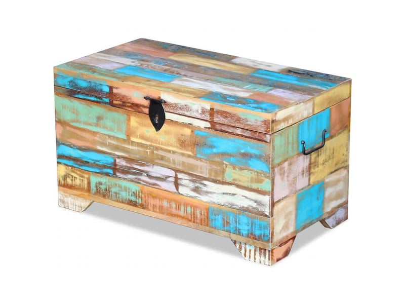  Coffre de rangement, boîte de rangement de rangement bois de récupération massif shl39725  - Conforama E
