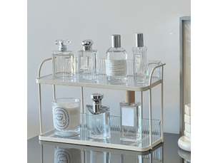Étagère de rangement transparente à double couche pour bureau, organiseur de cosmétiques, accessoires, support de rangement pour chambre à coucher