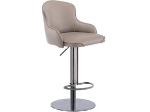 Tabouret de bar pivotant réglable, tabouret gris avec dossier en cuir et base en acier inoxydable