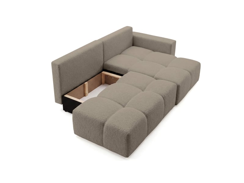  Celine - canapé d'angle fixe convertible 4 places en bouclette  - Conforama D