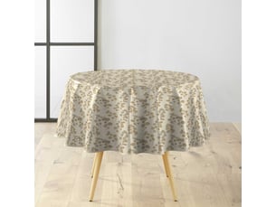 Nappe toile cirée ronde butinette 160cm naturel