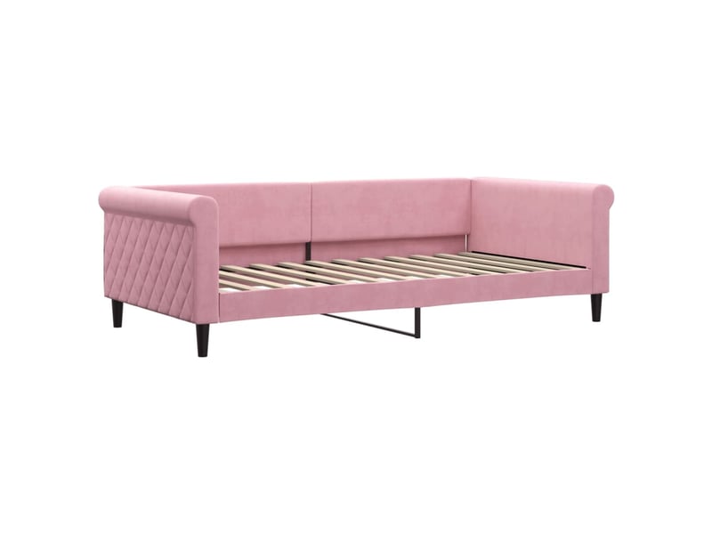 Lit simple- lit adulte -  lit de repos rose 100x200 cm velours  - Conforama A