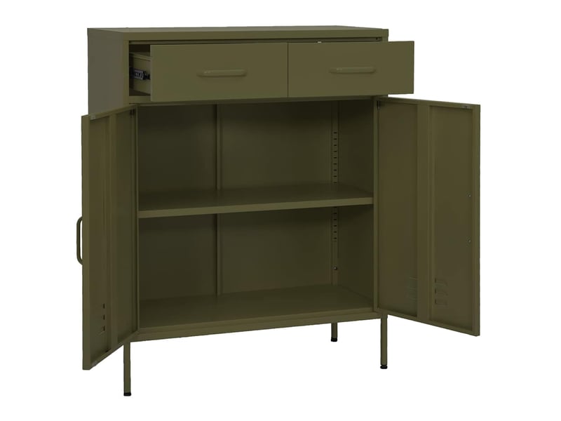  Armoire de rangement, rangement bureau vert olive 80x35x101,5 cm acier shl69  - Conforama E