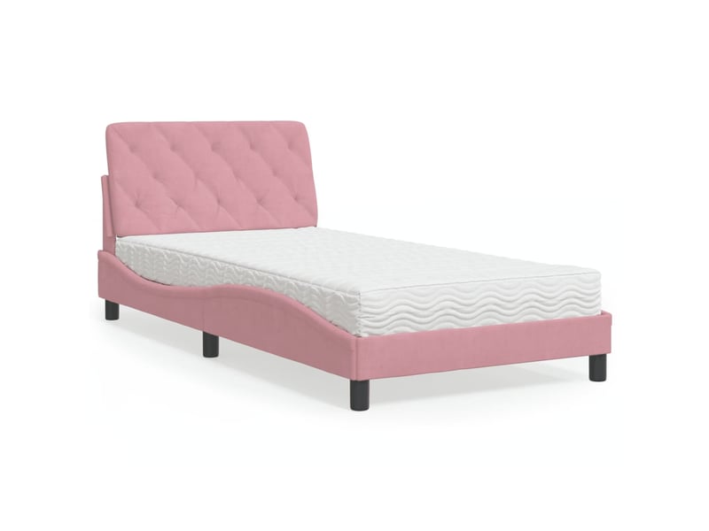  Lit avec matelas rose 100x200 cm velours  - Conforama B