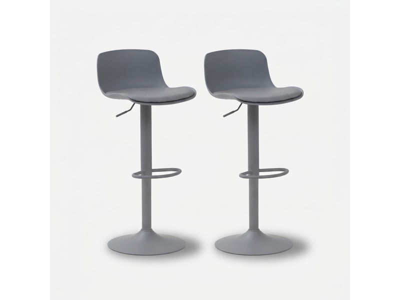  Lot de 2 tabourets de bar hauts pivotants et réglables samoa - gris  - Conforama A
