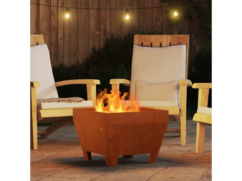  Brasero exterieur, foyer rouillé 50x50x38 cm acier patiné  - Conforama D