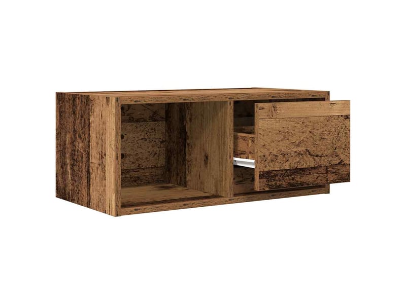  Lot de 2 meuble tv bas salon vieux bois 60x31x25,5 cm bois d'ingénierie shl31378  - Conforama E