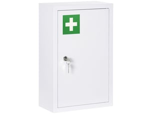 Armoire à pharmacie verrouillable avec étagères, structure en acier, 30 x 14 x 46 cm, blanche