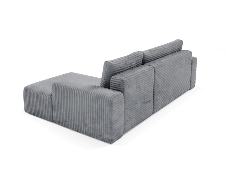  Canapé d'angle convertible en velours côtelé sontii gris  - Conforama E