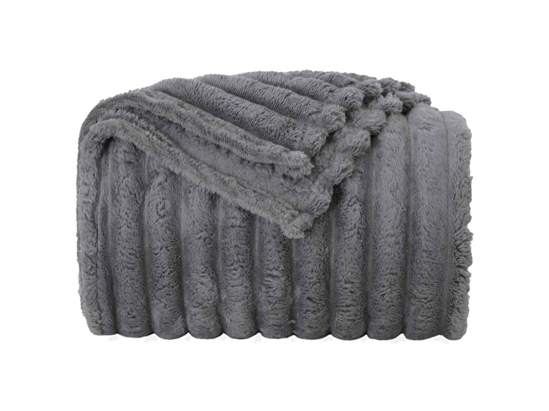  Plaid canapé gris foncé 270x240 cm 1.73 kg polaire  - Conforama D