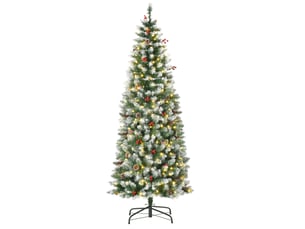 Sapin de noël artificiel de 180 cm, sapin artificiel avec éclairage led, neige artificielle, 618 branches, décoration de sapin de noël avec support en acier pour usage intérieur