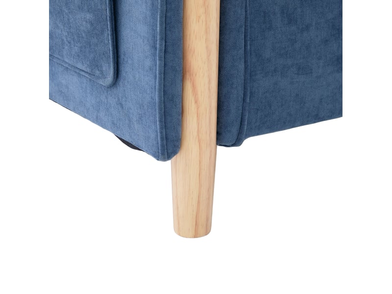  Canapé modulable en u 4 places bleu en tissu, 2 poufs de rangement et pieds en bois pour le salon familial  - Conforama D