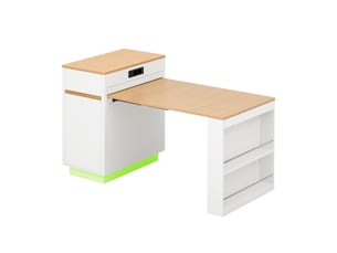 Table extensible îlot central avec rangement et roulettes 58-154 x 80,5 x 94 cm evryae