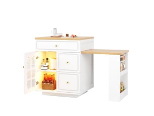 Îlot de cuisine extensible 122,5x59x93,5 cm avec led rgb mdf blanc