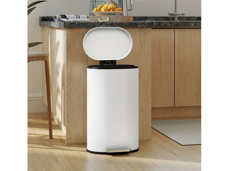 Poubelle de cuisine 30 l 36,5 x 31 x 61 cm à pédale blanc crème - Conforama B