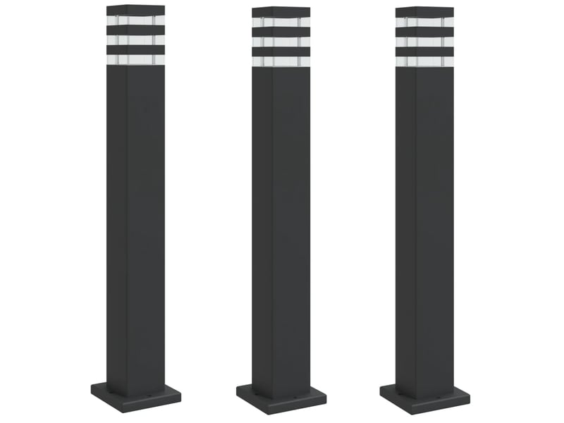  Lampadaires d'extérieur 3 pcs 80 cm aluminium noir 02_0042554  - Conforama A