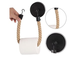 1 pcs porte papier toilette mural corde, support porte rouleau papier toilette, derouleur papier toilette murale bois vintage (noir)