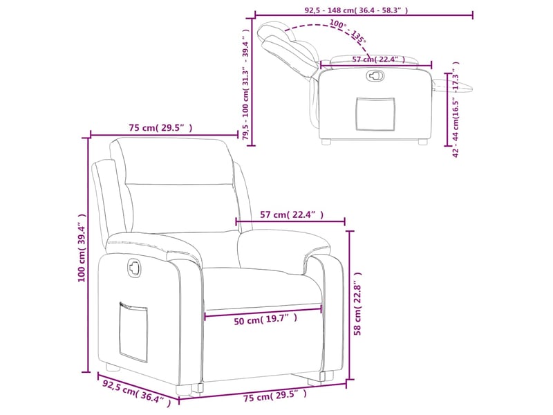 Vidaxl fauteuil inclinable rose velours - Conforama C