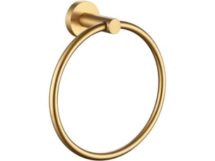 Enowelir hand towel ring brushed gold, sus 304 stainless steel round towel holder for contemporary bathroom toilet kitchen storage, wall mounted