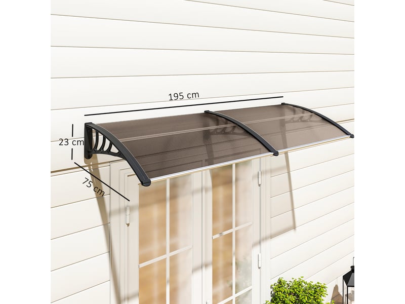  Store de porte et fenêtre 195x75 cm avec panneaux en polycarbonate et barres en aluminium brun  - Conforama E