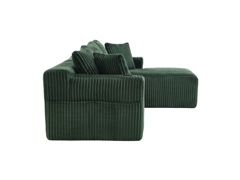  Canapé modulable set méridienne 2 places velours côtelé 5 coussins mousse haute densité diy combinable  - Conforama E