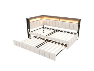 Lit gigogne 90x200 cm <strong></strong>  <strong>Fay Lum</strong> coloris beige